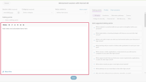 An Advisement session for a student is open. The Notes section is highlighted.